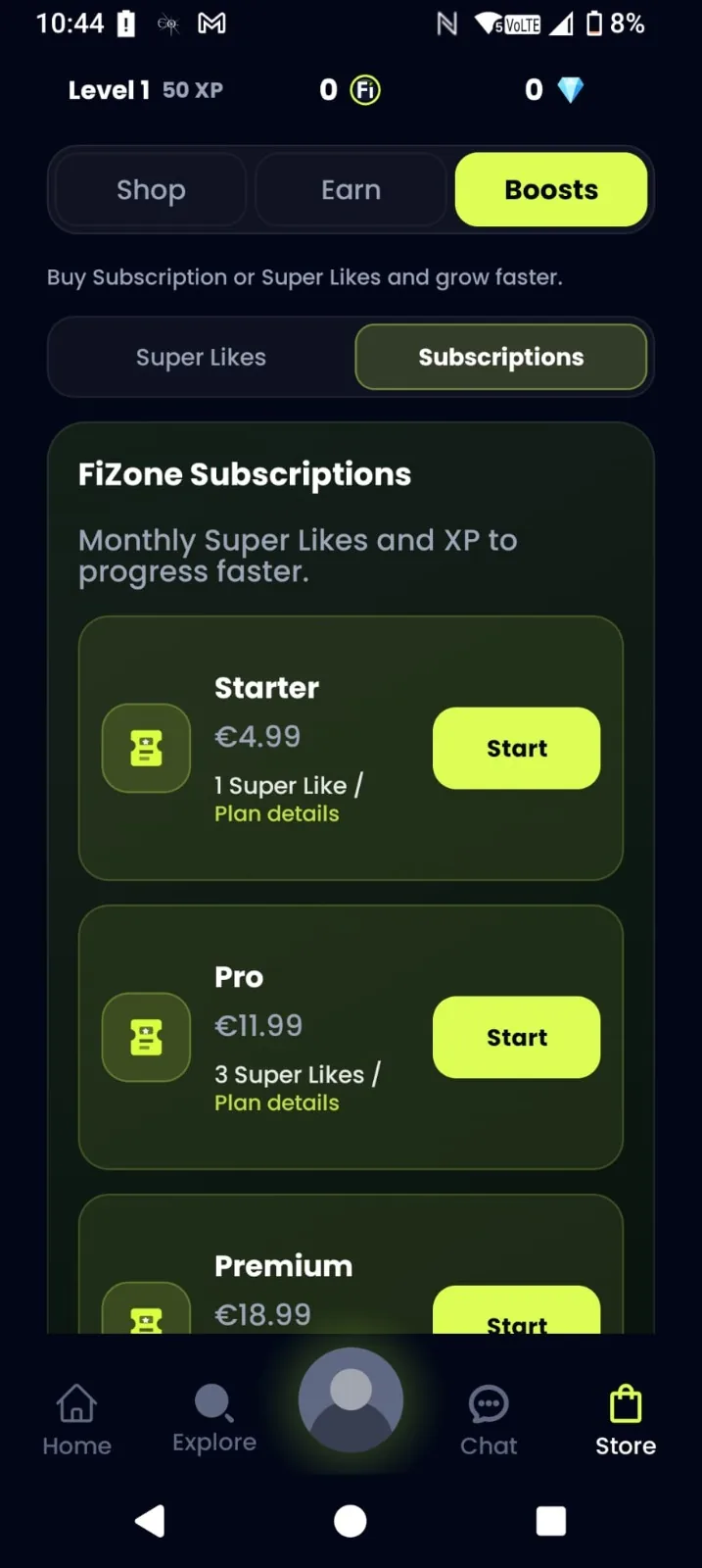 FiZone — prikaz sučelja 1
