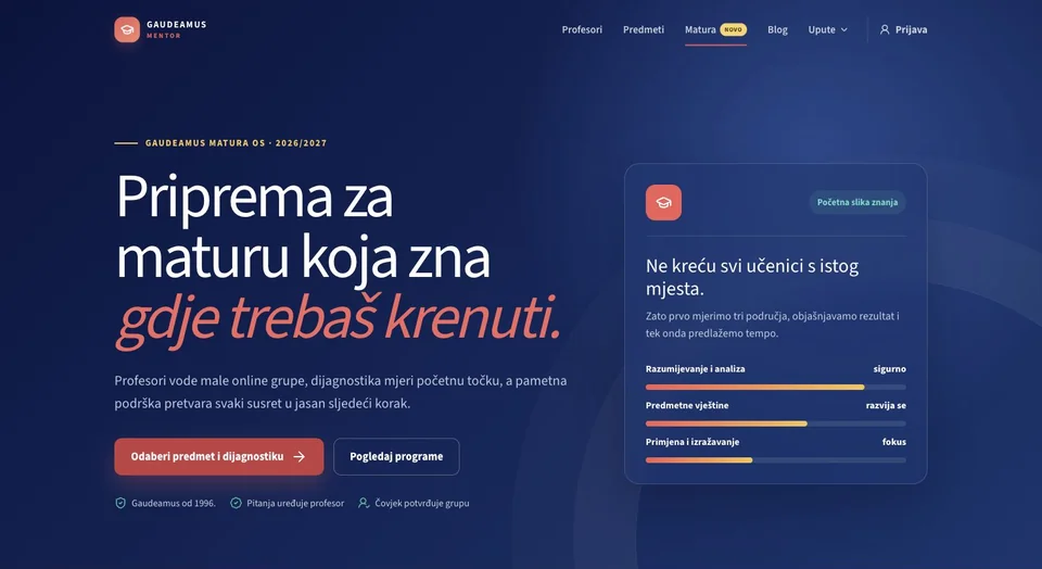 Gaudeamus Mentor — koncept pripreme za maturu