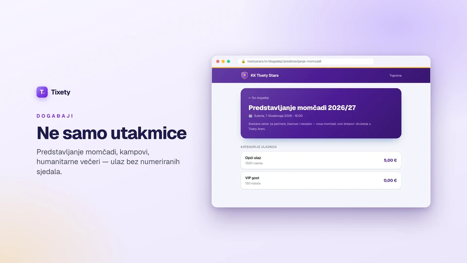 Tixety — događaj bez numeriranih sjedala, kategorije i kapaciteti